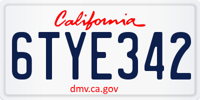 CA license plate 6TYE342