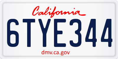 CA license plate 6TYE344