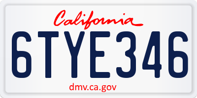 CA license plate 6TYE346