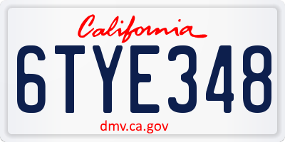 CA license plate 6TYE348