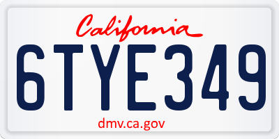 CA license plate 6TYE349