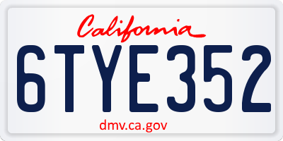 CA license plate 6TYE352