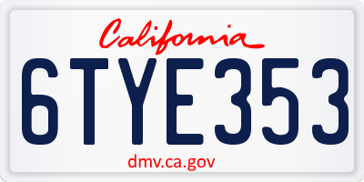 CA license plate 6TYE353