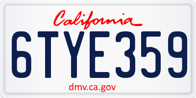 CA license plate 6TYE359