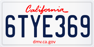 CA license plate 6TYE369