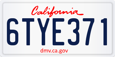 CA license plate 6TYE371