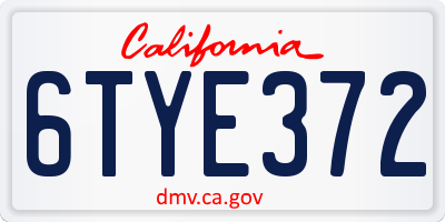 CA license plate 6TYE372