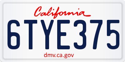 CA license plate 6TYE375