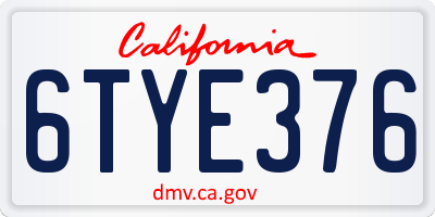 CA license plate 6TYE376
