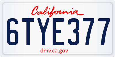 CA license plate 6TYE377