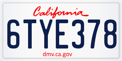 CA license plate 6TYE378