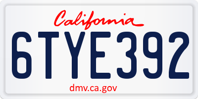 CA license plate 6TYE392