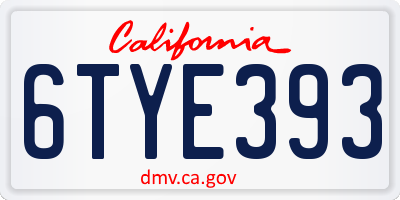 CA license plate 6TYE393