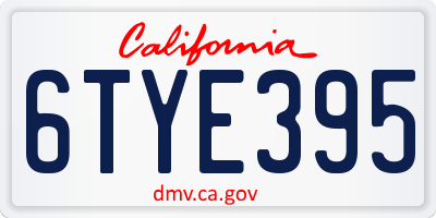 CA license plate 6TYE395