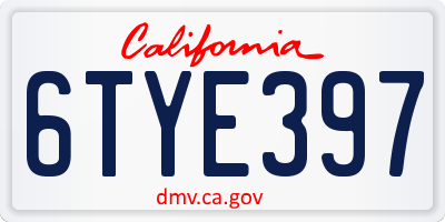 CA license plate 6TYE397