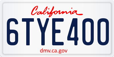 CA license plate 6TYE400