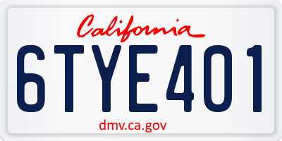 CA license plate 6TYE401
