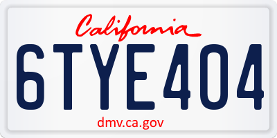 CA license plate 6TYE404