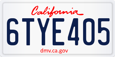 CA license plate 6TYE405