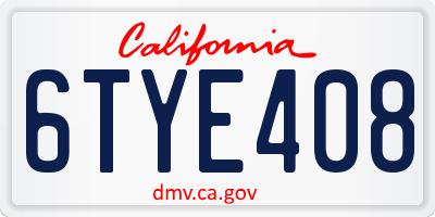 CA license plate 6TYE408