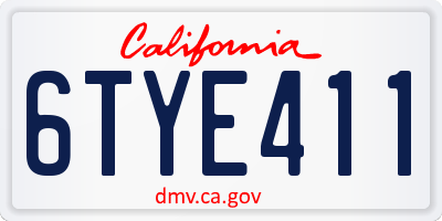CA license plate 6TYE411