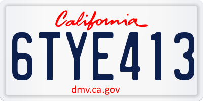 CA license plate 6TYE413