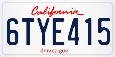 CA license plate 6TYE415