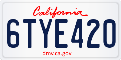 CA license plate 6TYE420