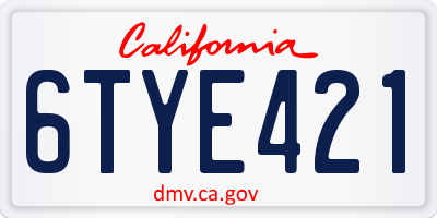 CA license plate 6TYE421