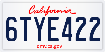CA license plate 6TYE422