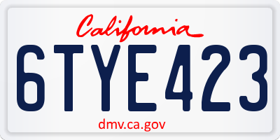 CA license plate 6TYE423