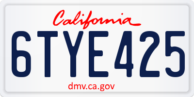 CA license plate 6TYE425