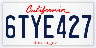 CA license plate 6TYE427