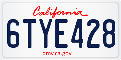 CA license plate 6TYE428