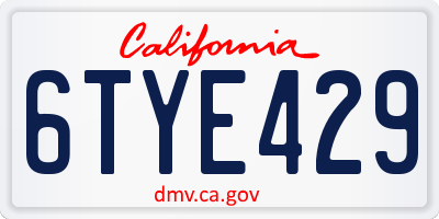 CA license plate 6TYE429