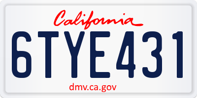 CA license plate 6TYE431