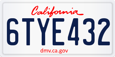 CA license plate 6TYE432