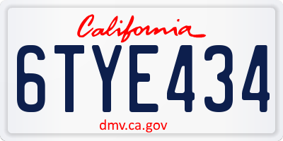 CA license plate 6TYE434