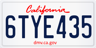 CA license plate 6TYE435