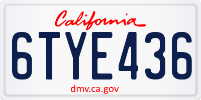 CA license plate 6TYE436