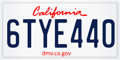 CA license plate 6TYE440