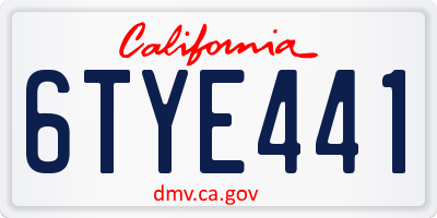 CA license plate 6TYE441