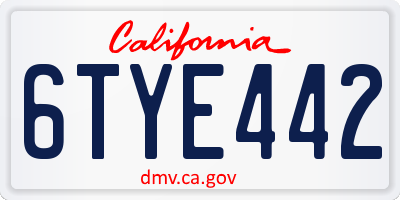 CA license plate 6TYE442