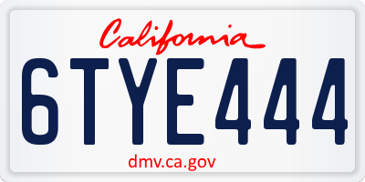 CA license plate 6TYE444