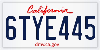 CA license plate 6TYE445