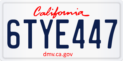 CA license plate 6TYE447