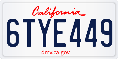 CA license plate 6TYE449