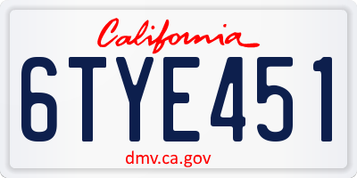 CA license plate 6TYE451