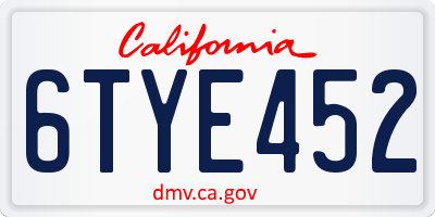 CA license plate 6TYE452