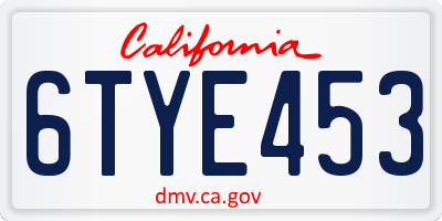 CA license plate 6TYE453